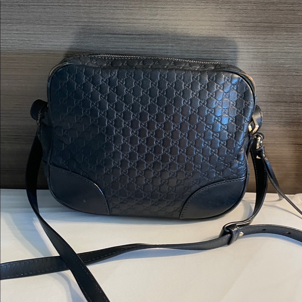 Gucci Black Leather guccisima monogram camera crossbody bag - Picture 13 of 15